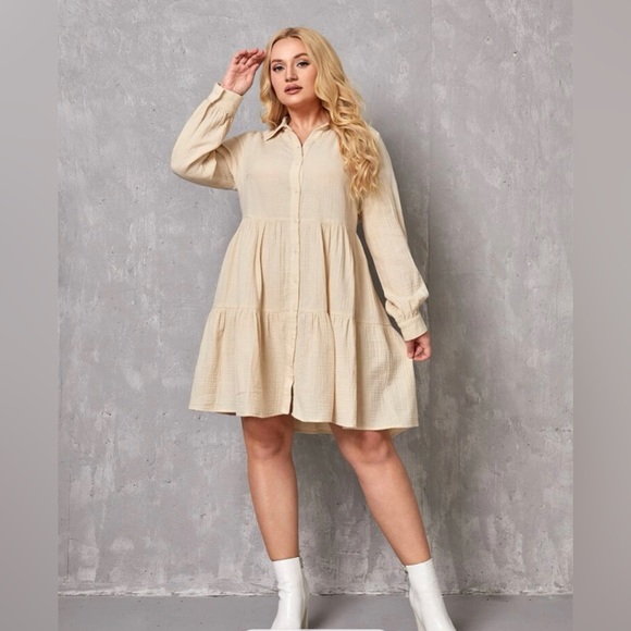 Plus Ruffle Hem Smock Dress - Picture 2 of 5